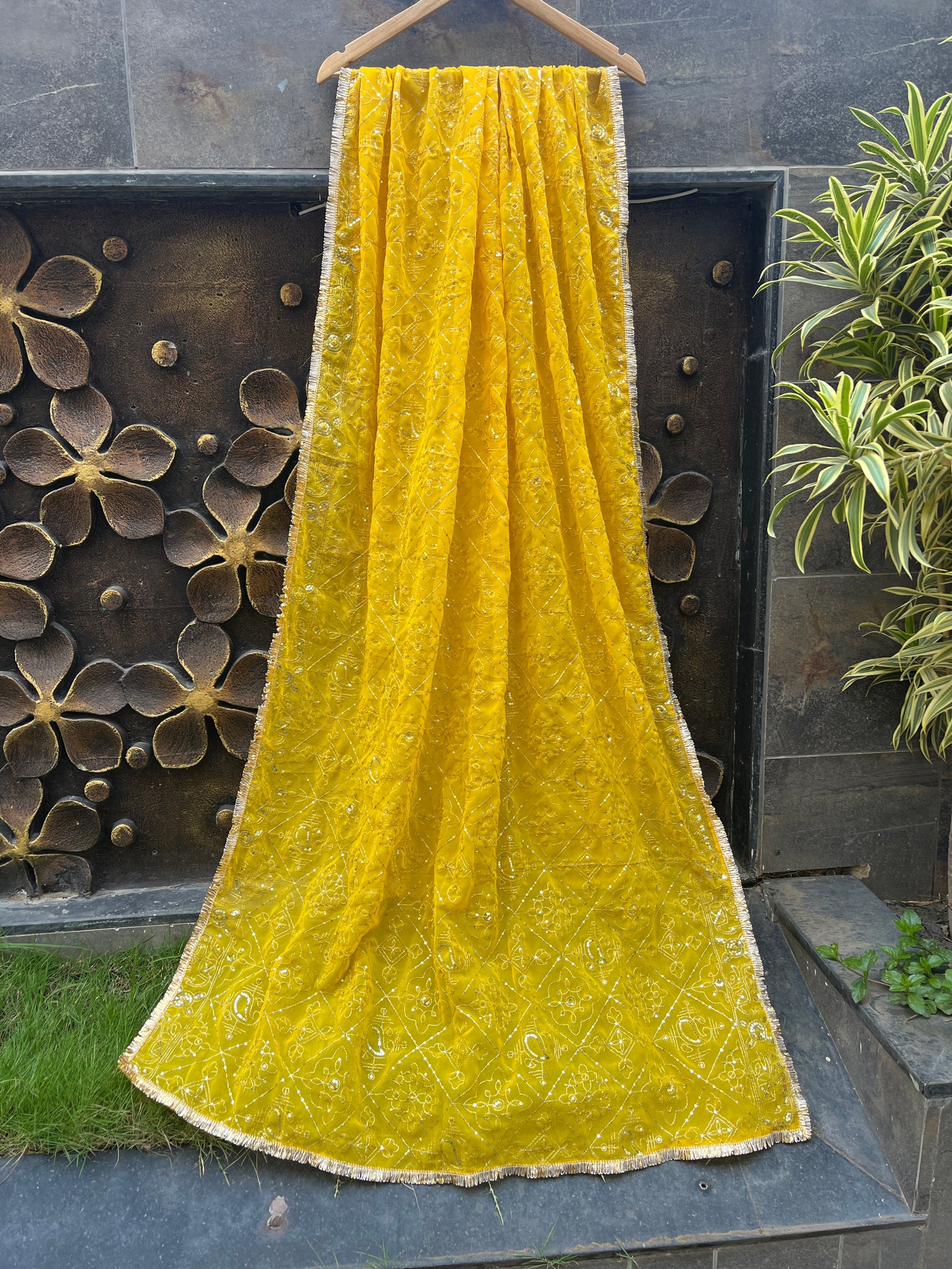 YELLOW VINTAGE DUPATTA HANDMADEAHOLIC BY MISHKA