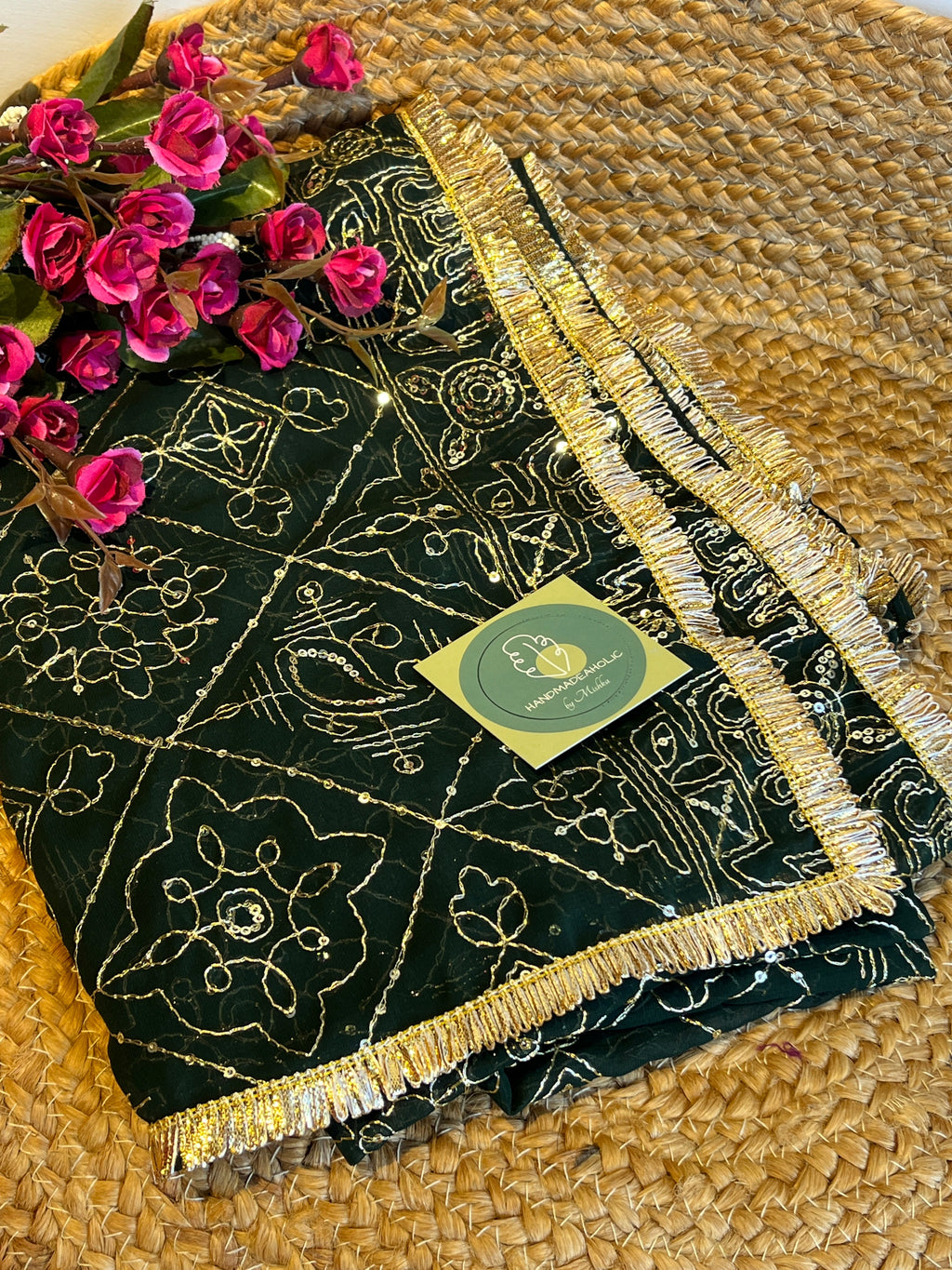 GREEN VINTAGE DUPATTA HANDMADEAHOLIC BY MISHKA