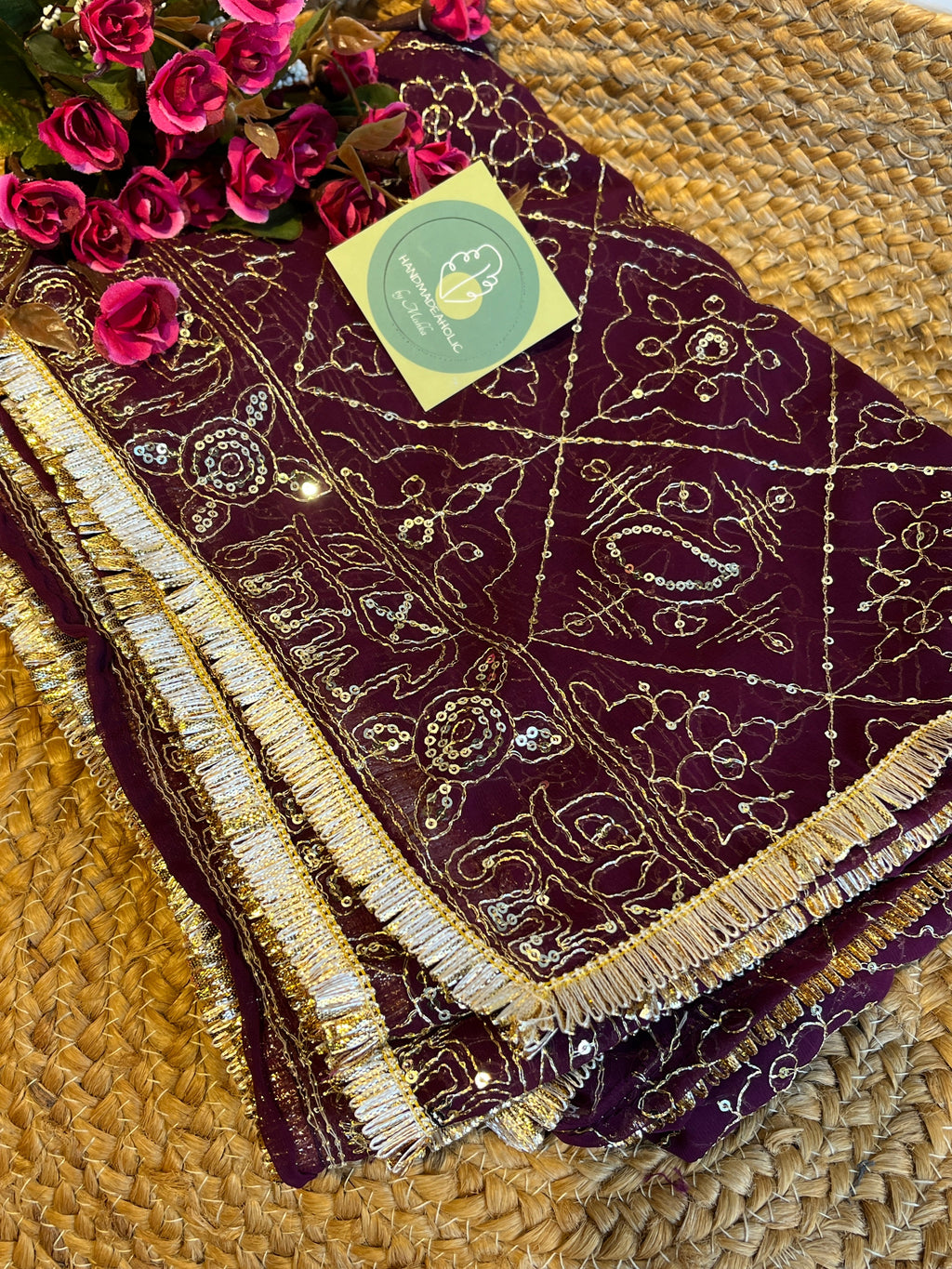 PURPLE VINTAGE DUPATTA HANDMADEAHOLIC BY MISHKA
