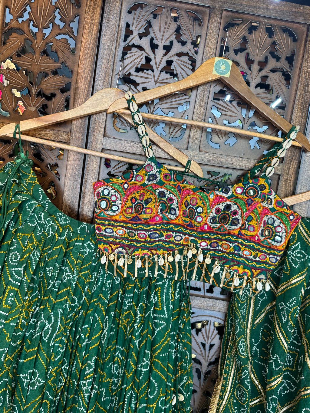 GREEN BANDHANI CHANIYA CHOLI RAAS'25 HANDMADEAHOLIC BY MISHKA