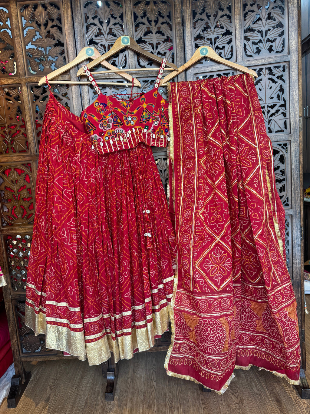 RED BANDHANI CHANIYA CHOLI RAAS'25 HANDMADEAHOLIC BY MISHKA