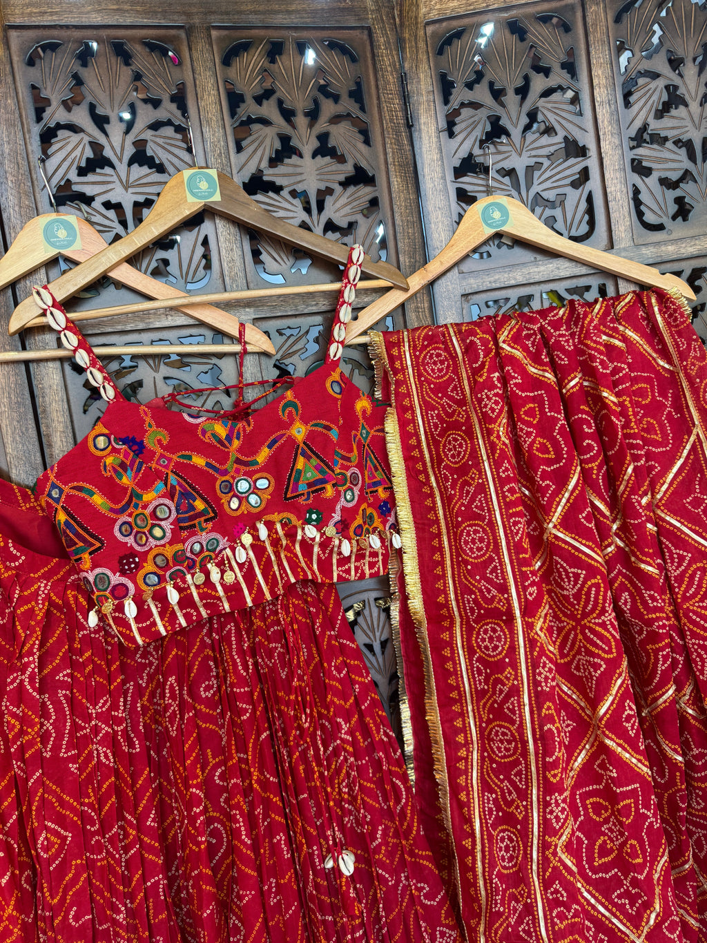 RED BANDHANI CHANIYA CHOLI RAAS'25 HANDMADEAHOLIC BY MISHKA