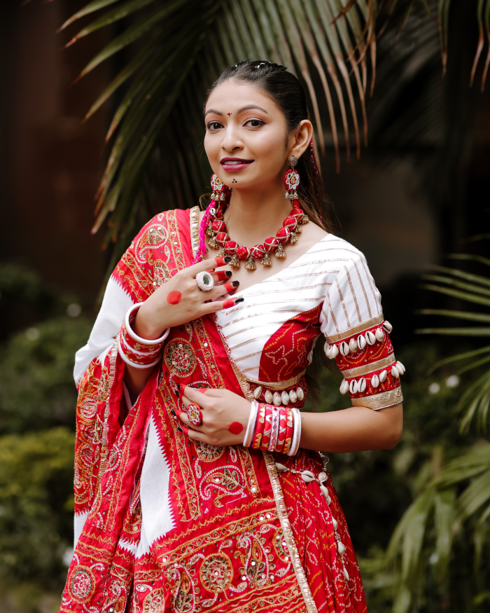 RED BANDHANI CHANIYA CHOLI HANDMADEAHOLIC BY MISHKA