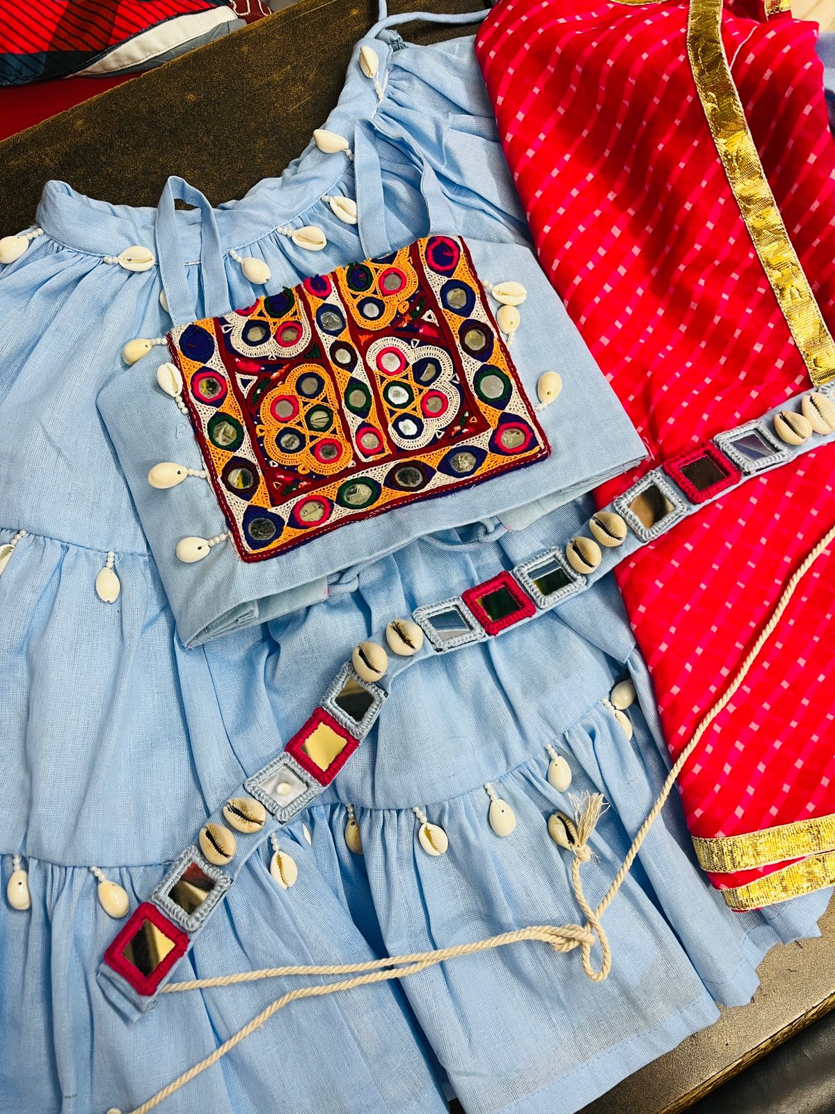 LIGTH BLUE BANJARA KIDS CHOLI HANDMADEAHOLIC BY MISHKA