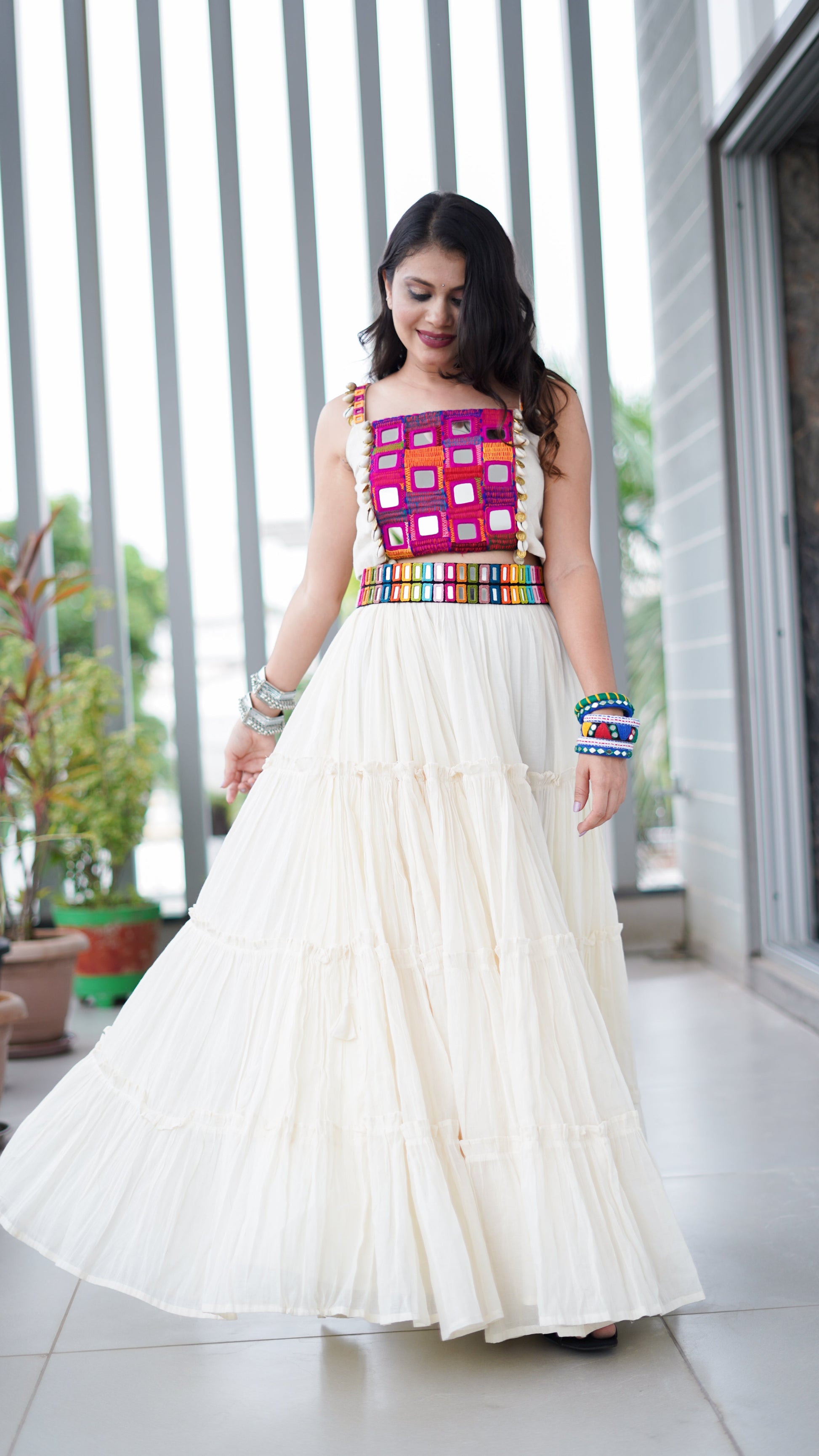 OFF WHITE & AFGHANI  CHANIYA CHOLI HANDMADEAHOLIC BY MISHKA