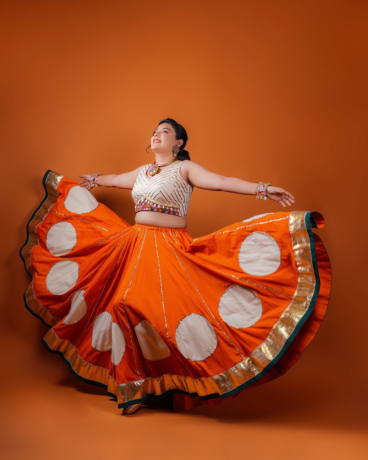RUST ORANGE CHANIYA CHOLI RAAS'25 HANDMADEAHOLIC BY MISHKA