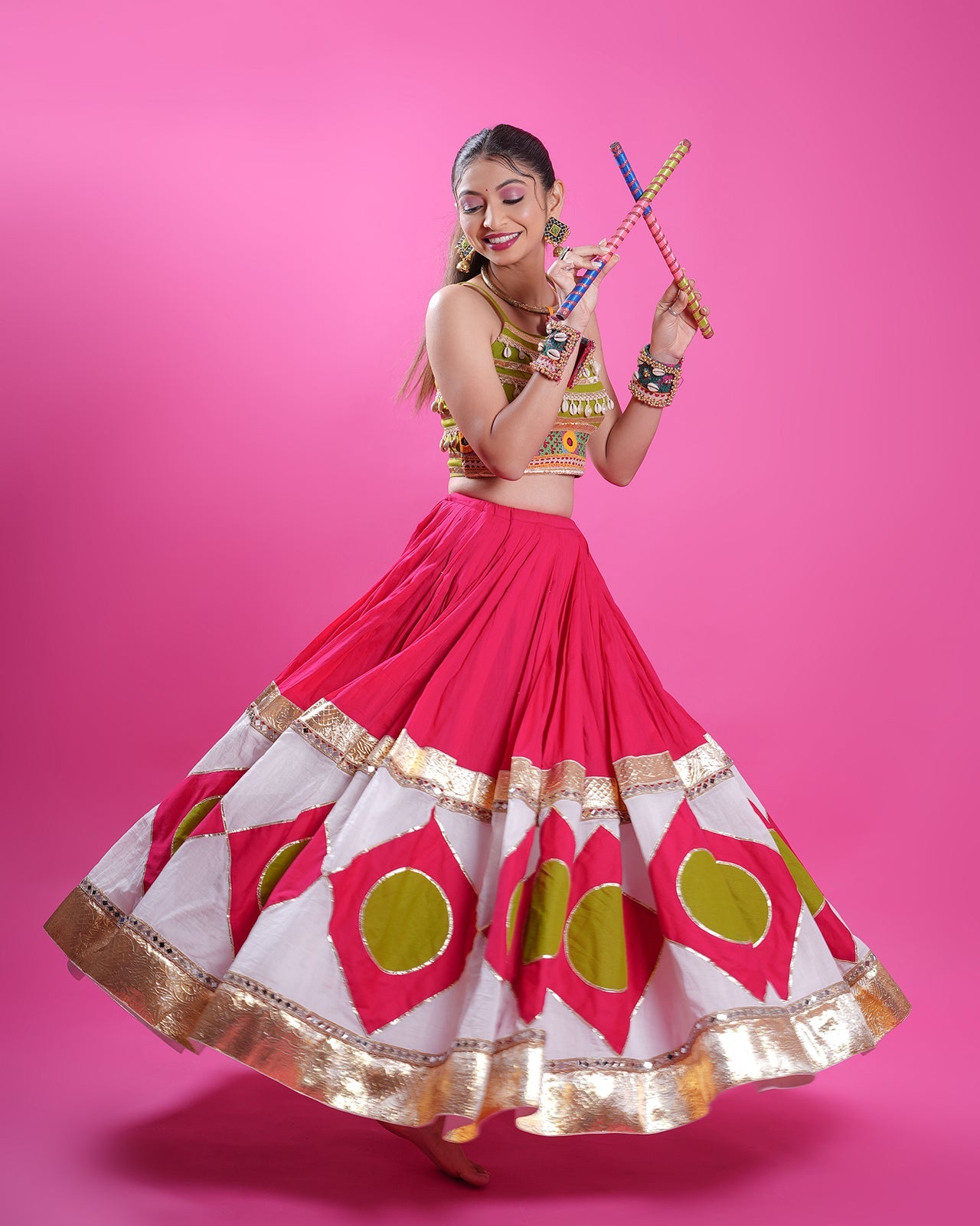 PINK CHANIYA CHOLI RAAS'25 HANDMADEAHOLIC BY MISHKA