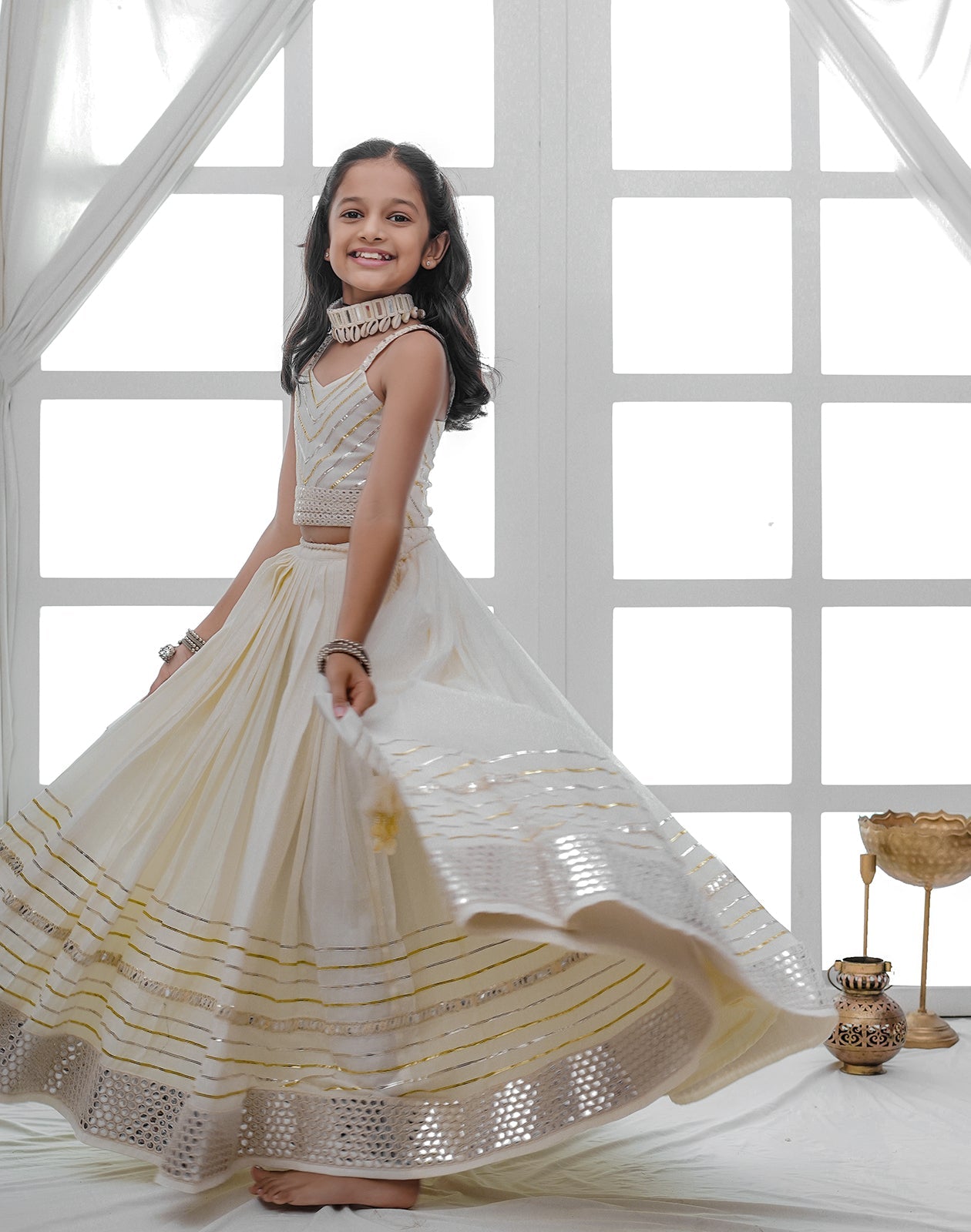 OFF WHITE KIDS CHOLI RAAS'25 HANDMADEAHOLIC BY MISHKA