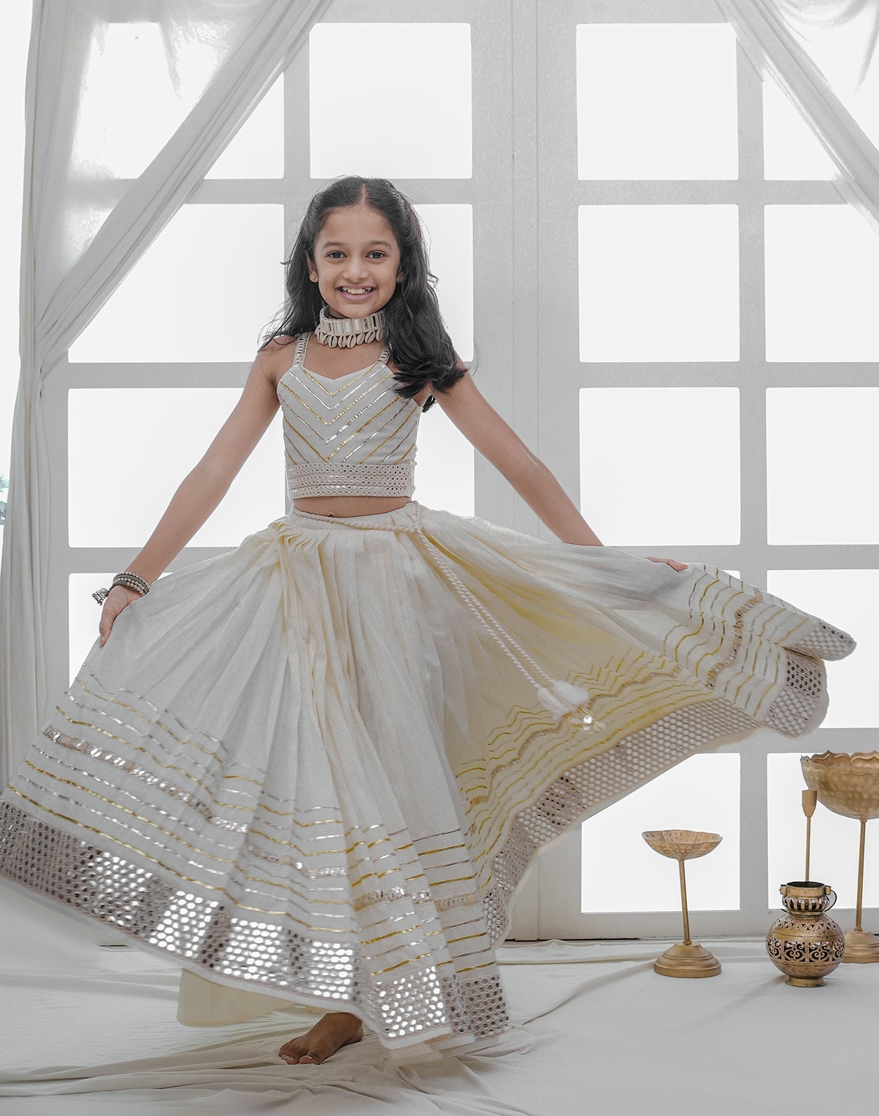 OFF WHITE KIDS CHOLI RAAS'25 HANDMADEAHOLIC BY MISHKA
