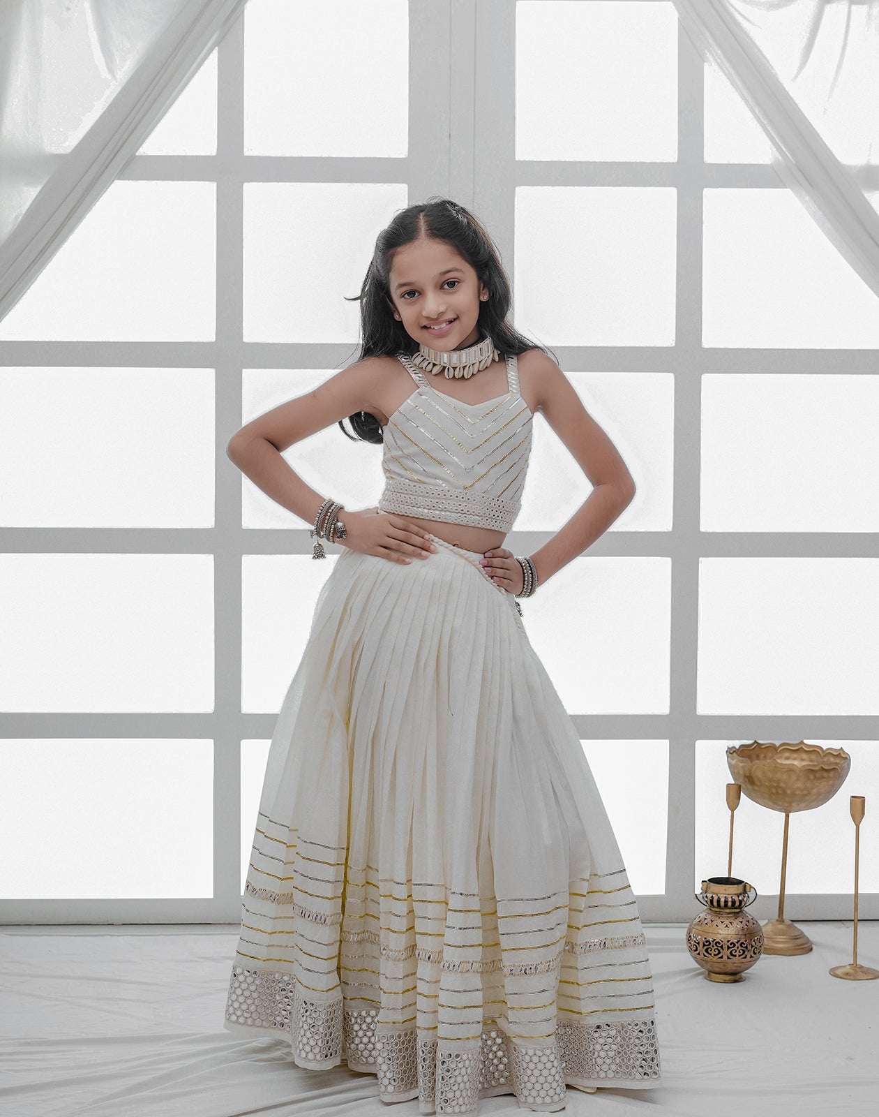 OFF WHITE KIDS CHOLI RAAS'25 HANDMADEAHOLIC BY MISHKA