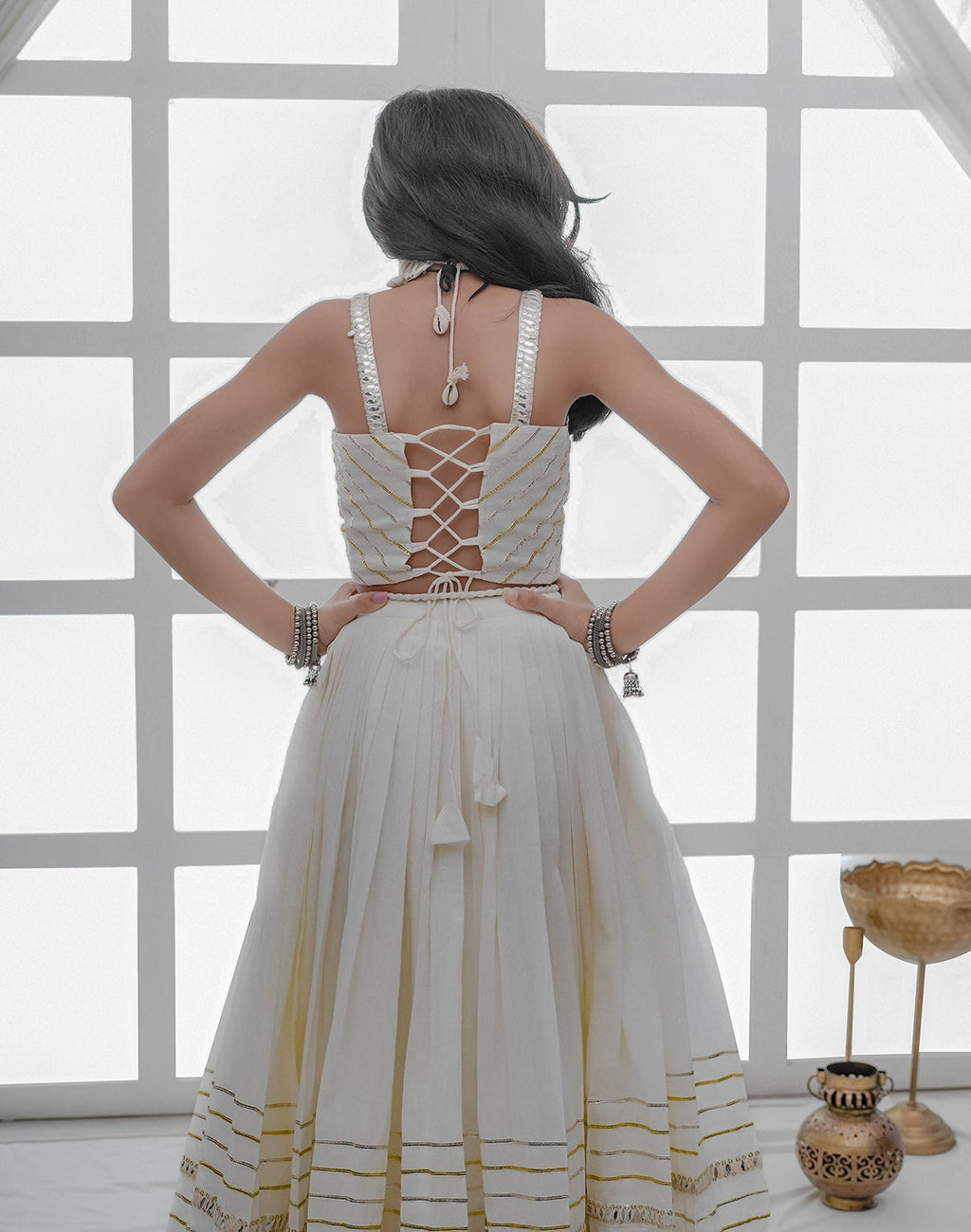 OFF WHITE KIDS CHOLI RAAS'25 HANDMADEAHOLIC BY MISHKA