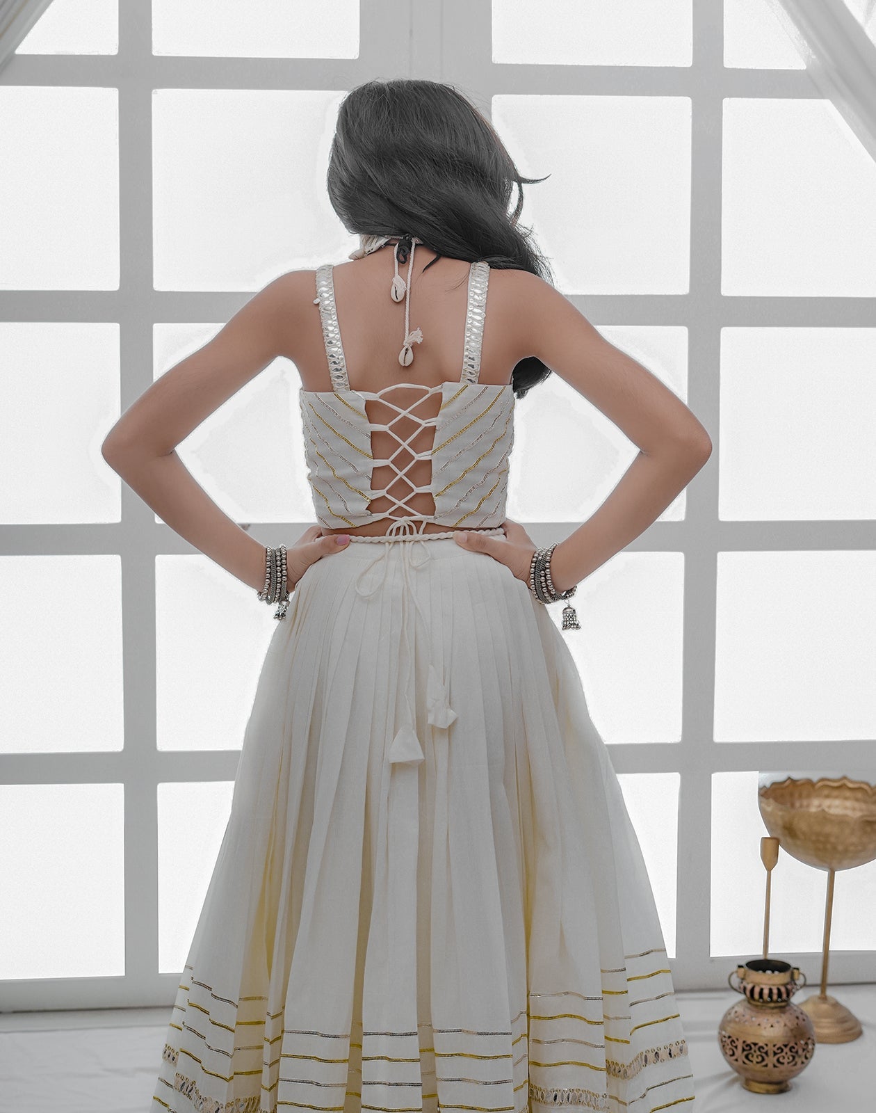 OFF WHITE KIDS CHOLI RAAS'25 HANDMADEAHOLIC BY MISHKA