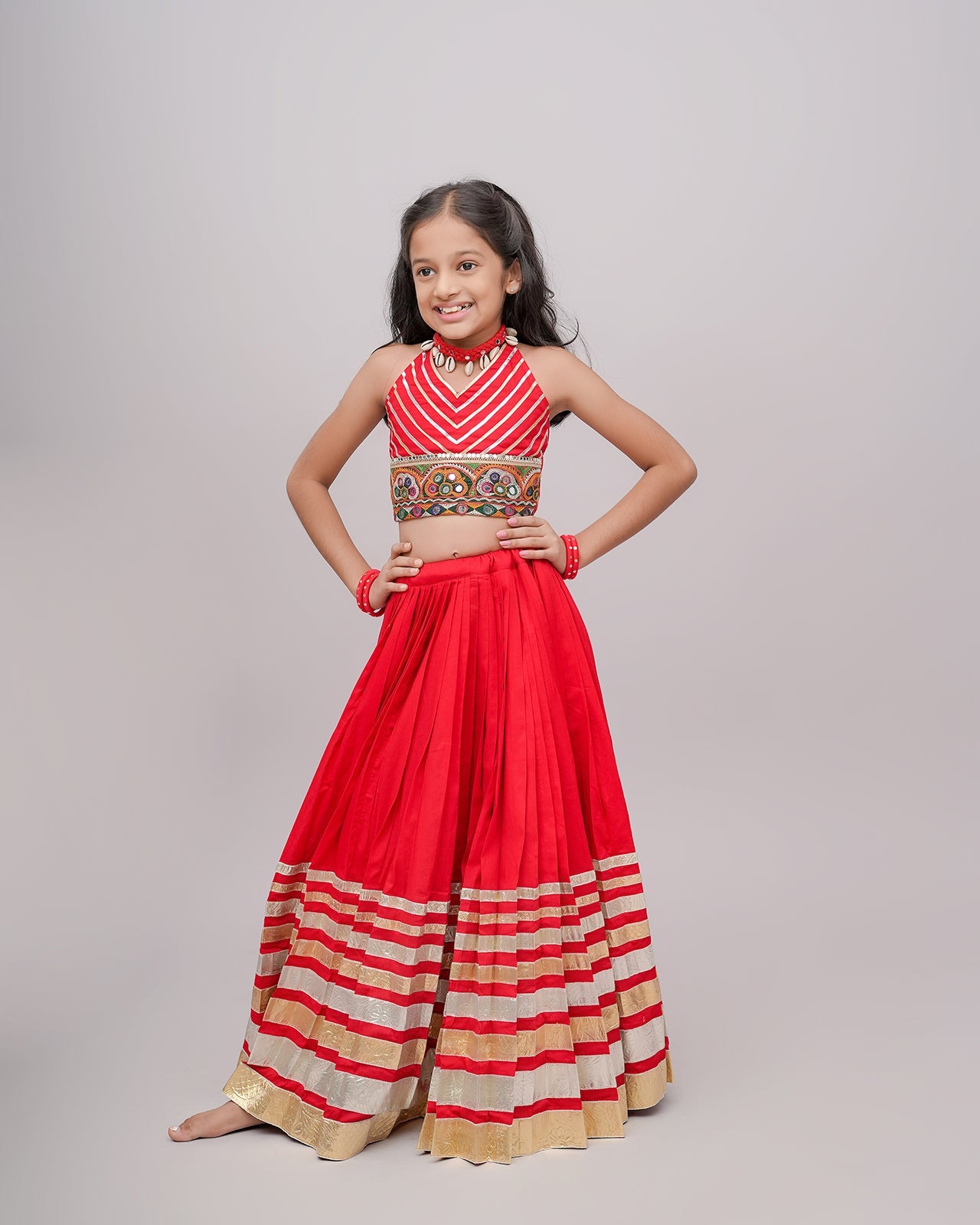 RED KIDS CHOLI RAAS'25 HANDMADEAHOLIC BY MISHKA