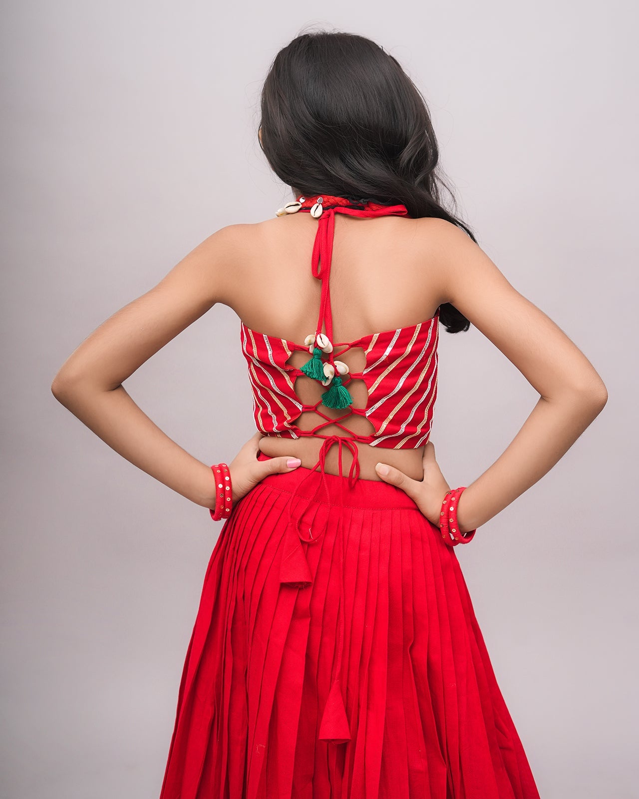 RED KIDS CHOLI RAAS'25 HANDMADEAHOLIC BY MISHKA