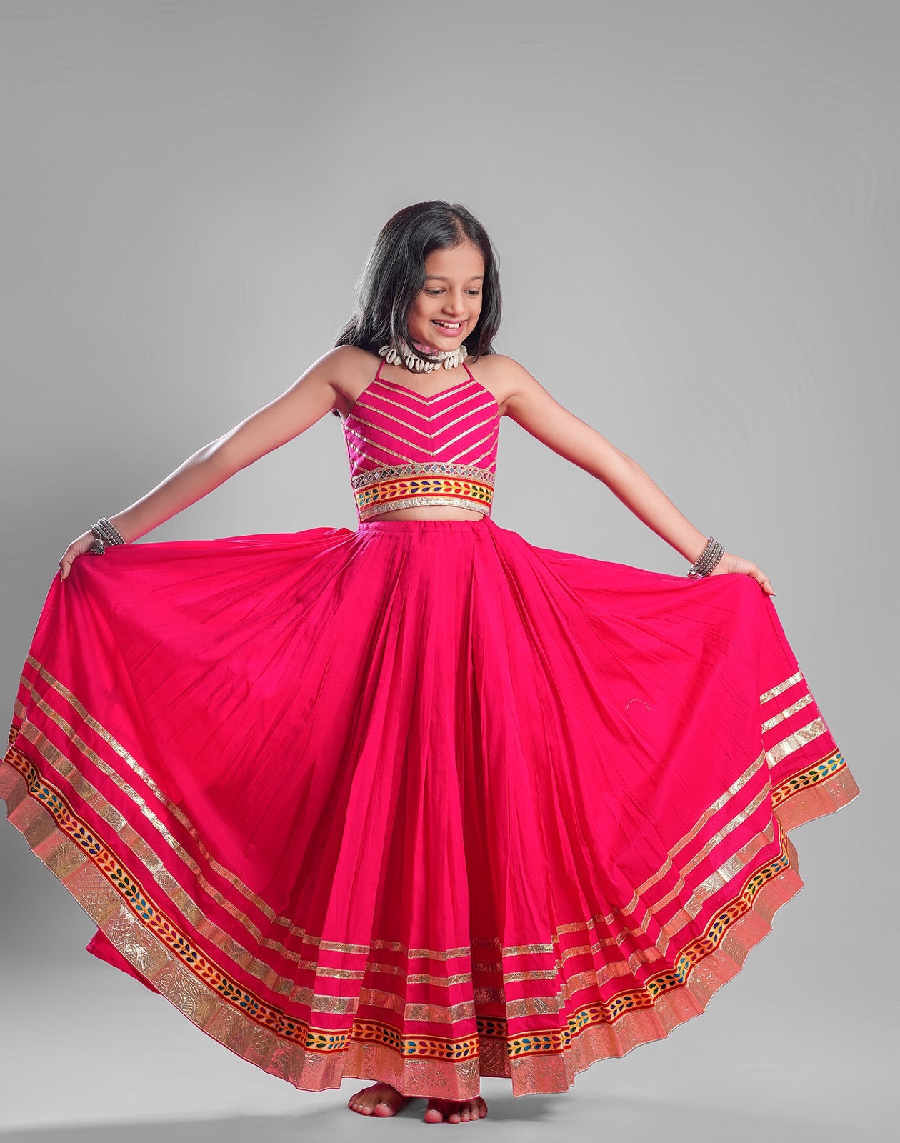 PINK KIDS CHOLI RAAS'25 HANDMADEAHOLIC BY MISHKA