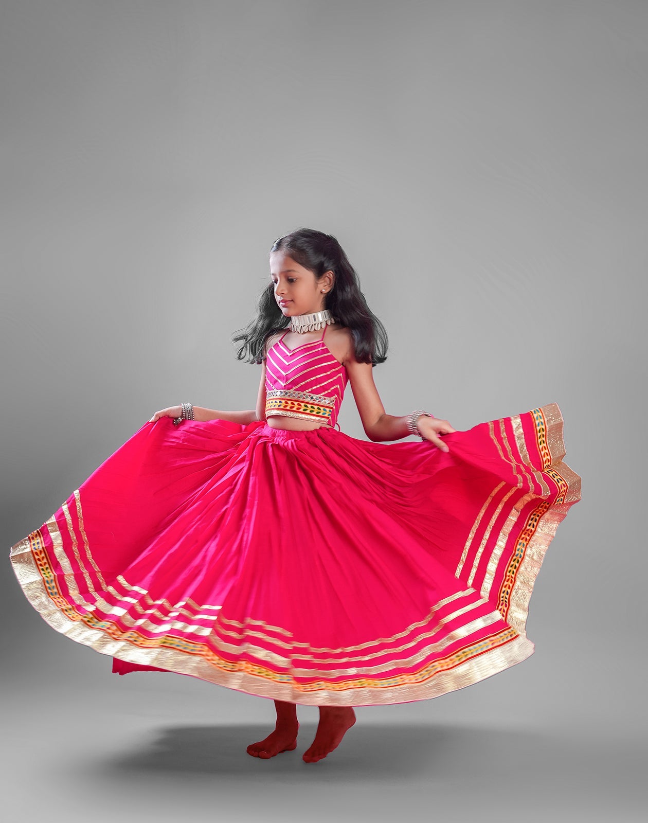 PINK KIDS CHOLI RAAS'25 HANDMADEAHOLIC BY MISHKA