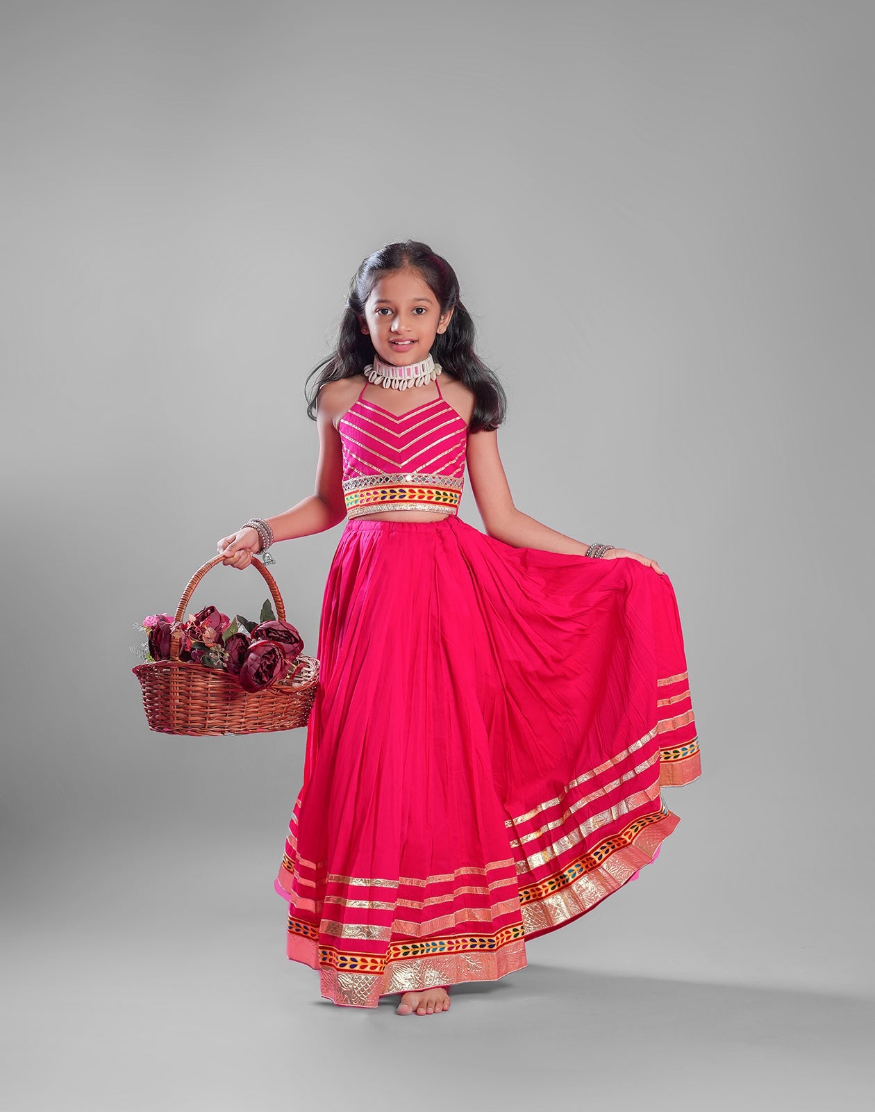 PINK KIDS CHOLI RAAS'25 HANDMADEAHOLIC BY MISHKA