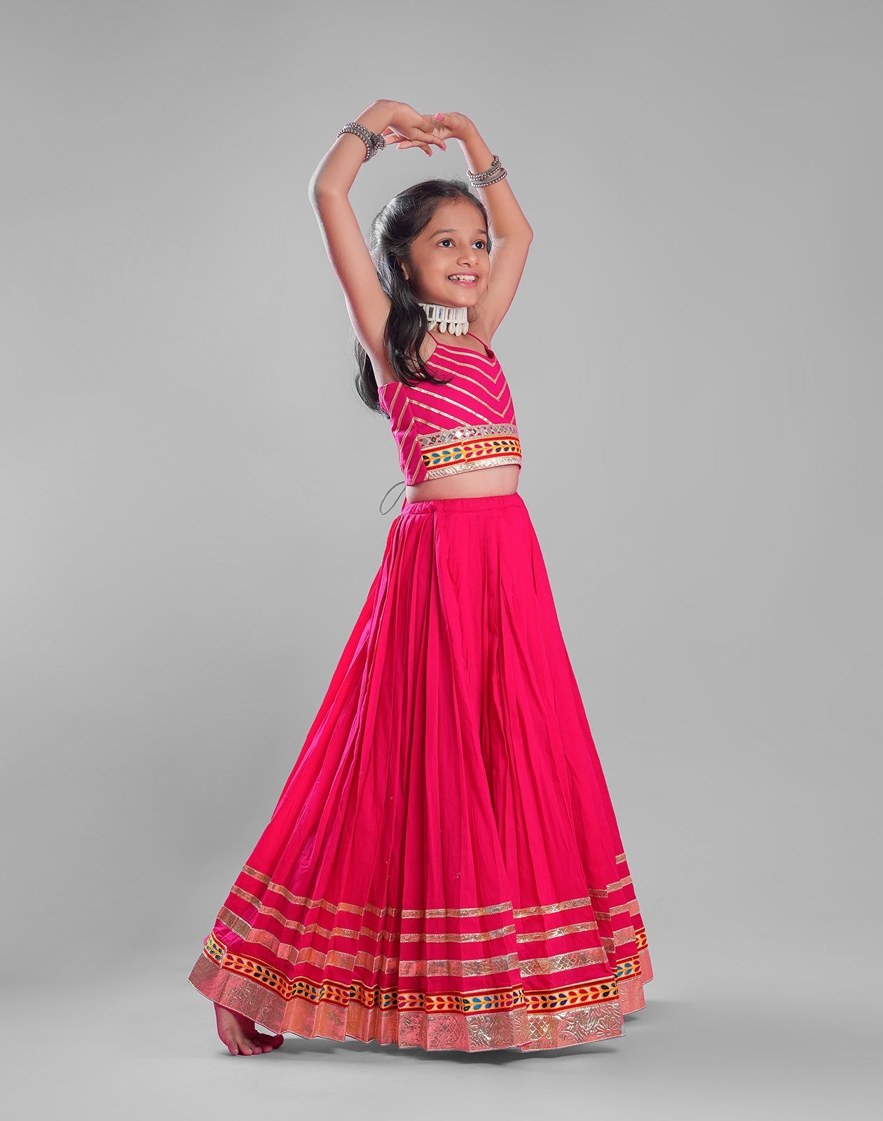 PINK KIDS CHOLI RAAS'25 HANDMADEAHOLIC BY MISHKA