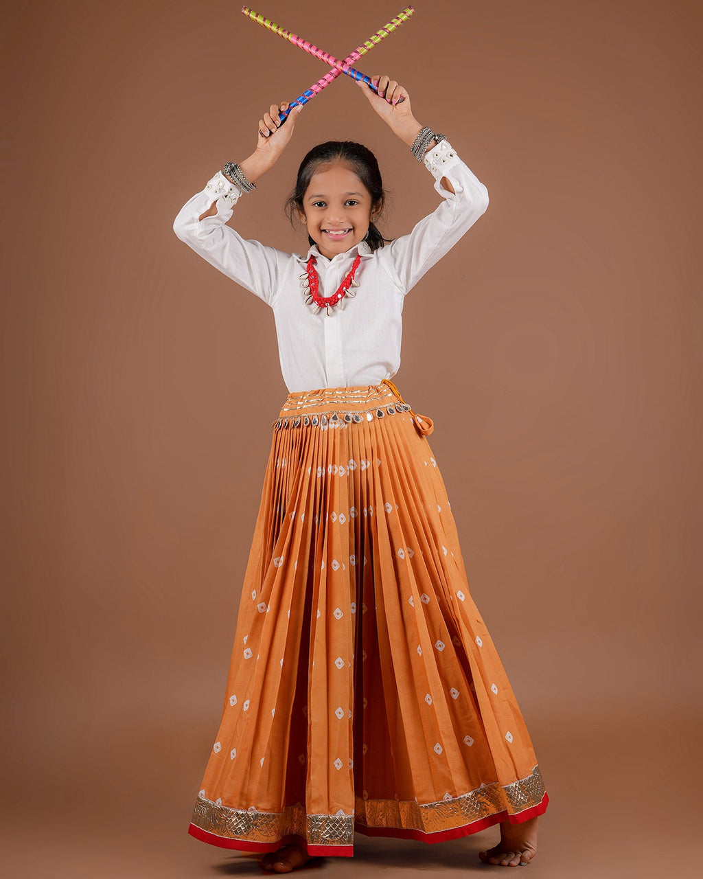 MUSTARD BANDHANI KIDS CHOLI RAAS'25 HANDMADEAHOLIC BY MISHKA