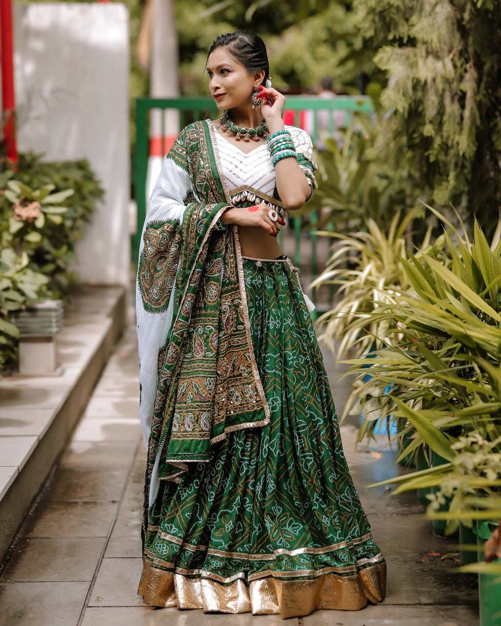 GREEN BANDHANI CHANIYA CHOLI HANDMADEAHOLIC BY MISHKA