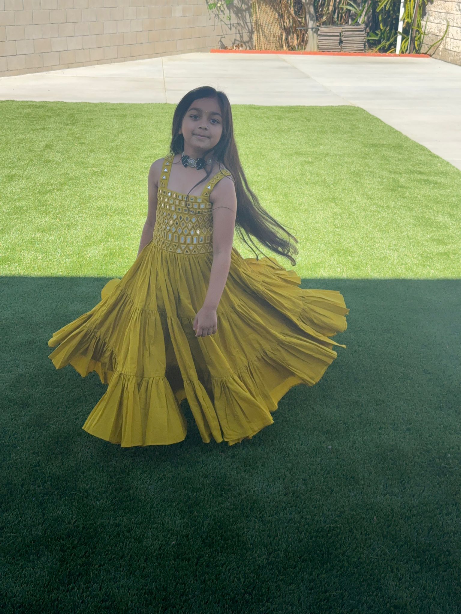 MIRROR MULMUL GOWN KIDS RAAS'25 HANDMADEAHOLIC BY MISHKA