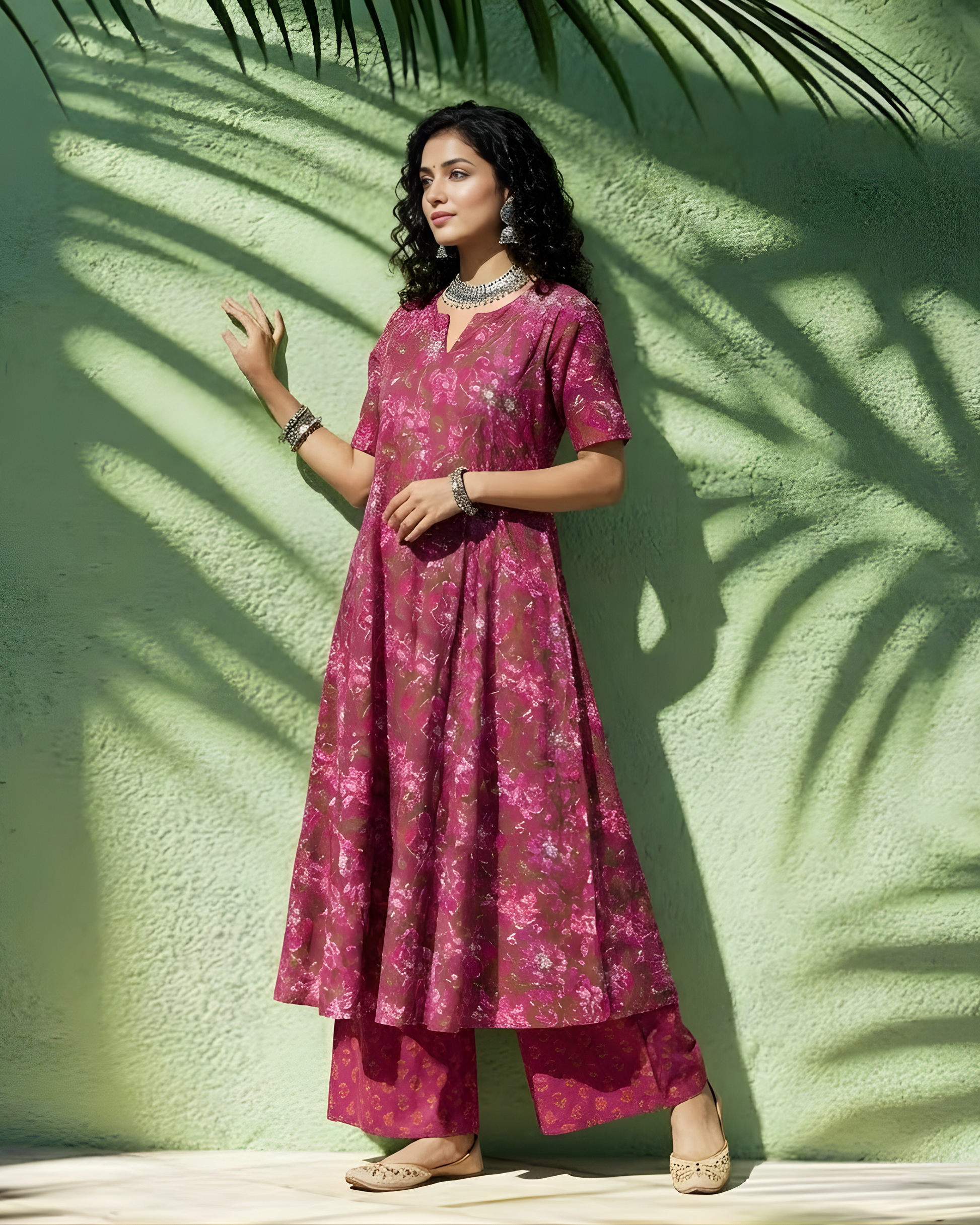 RANI PINK SANGANERI COTTON KURTA PANT HANDMADEAHOLIC BY MISHKA