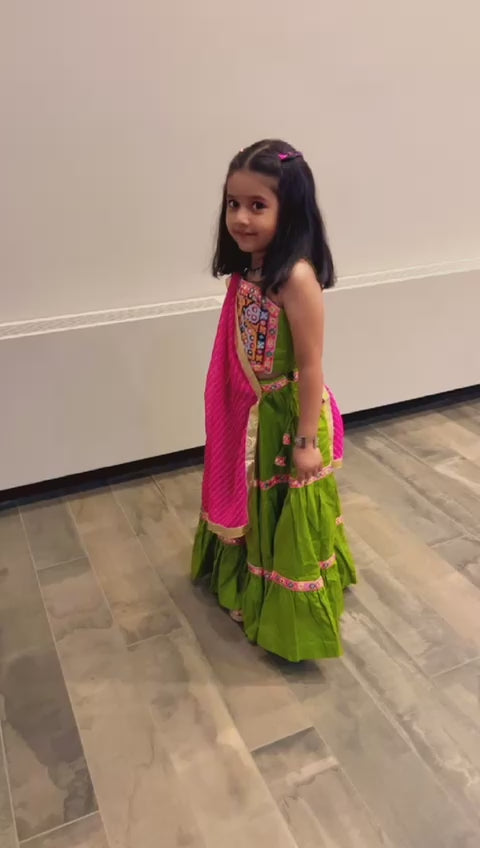 PARROT GREEN BANJARA KIDS CHOLI