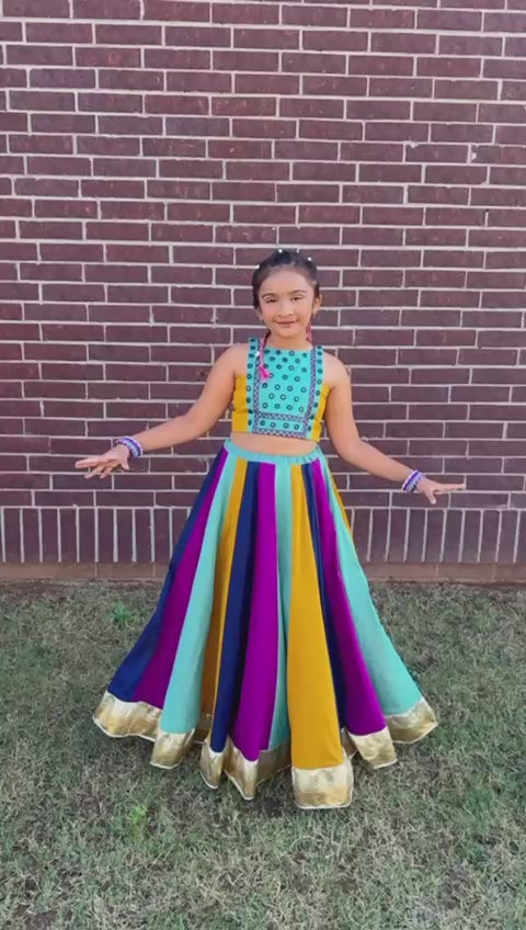 MULTI KALI MULMUL COTTON  KIDS CHOLI